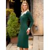 imageSimplee Womens Long Sleeve Sweater Midi Dress V Neck Casual Slim Fit Bodycon Knit Ribbed Slit Long Dress for Fall WinterDark Green