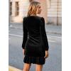 imageSimplee Womens Velvet Bodycon Mini Dress Long Sleeve Ruffle Hem Fall Winter Cocktail Dresses for Party Holiday EventsBlack