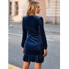 imageSimplee Womens Velvet Bodycon Mini Dress Long Sleeve Ruffle Hem Fall Winter Cocktail Dresses for Party Holiday EventsBlue