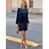 imageSimplee Womens Velvet Bodycon Mini Dress Long Sleeve Ruffle Hem Fall Winter Cocktail Dresses for Party Holiday EventsBlue
