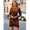 imageSimplee Womens Velvet Bodycon Mini Dress Long Sleeve Ruffle Hem Fall Winter Cocktail Dresses for Party Holiday EventsBurnt Orange