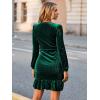 imageSimplee Womens Velvet Bodycon Mini Dress Long Sleeve Ruffle Hem Fall Winter Cocktail Dresses for Party Holiday EventsDark Green