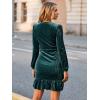 imageSimplee Womens Velvet Bodycon Mini Dress Long Sleeve Ruffle Hem Fall Winter Cocktail Dresses for Party Holiday EventsTeal Green