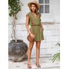 imageSimplee Apparel Womens Summer Romper  Flutter Sleeve Cruise Outfits Button Casual Wide Leg Jumpsuit Dressy with PocketsArmy Green