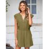 imageSimplee Apparel Womens Summer Romper  Flutter Sleeve Cruise Outfits Button Casual Wide Leg Jumpsuit Dressy with PocketsArmy Green