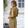 imageSimplee Apparel Womens Summer Romper  Flutter Sleeve Cruise Outfits Button Casual Wide Leg Jumpsuit Dressy with PocketsArmy Green