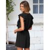 imageSimplee Apparel Womens Summer Romper  Flutter Sleeve Cruise Outfits Button Casual Wide Leg Jumpsuit Dressy with PocketsBlack