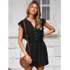 imageSimplee Apparel Womens Summer Romper  Flutter Sleeve Cruise Outfits Button Casual Wide Leg Jumpsuit Dressy with PocketsBlack