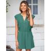 imageSimplee Apparel Womens Summer Romper  Flutter Sleeve Cruise Outfits Button Casual Wide Leg Jumpsuit Dressy with PocketsBlue Green