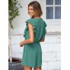 imageSimplee Apparel Womens Summer Romper  Flutter Sleeve Cruise Outfits Button Casual Wide Leg Jumpsuit Dressy with PocketsBlue Green