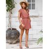 imageSimplee Apparel Womens Summer Romper  Flutter Sleeve Cruise Outfits Button Casual Wide Leg Jumpsuit Dressy with PocketsRoseous