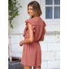 imageSimplee Apparel Womens Summer Romper  Flutter Sleeve Cruise Outfits Button Casual Wide Leg Jumpsuit Dressy with PocketsRoseous