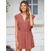 imageSimplee Apparel Womens Summer Romper  Flutter Sleeve Cruise Outfits Button Casual Wide Leg Jumpsuit Dressy with PocketsRoseous
