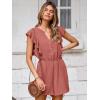 imageSimplee Apparel Womens Summer Romper  Flutter Sleeve Cruise Outfits Button Casual Wide Leg Jumpsuit Dressy with PocketsRoseous