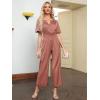 imageSimplee Womens Short Sleeve Formal Jumpsuit Casual Dressy V Neck Empire Waist Elegant Satin Jumpsuits Rompers With Pockets1rust Pink