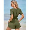 imageSimplee Womens Summer Dressy Casual Short Sleeve Cute Rompers Empire Waist Flowy Dress1army Green