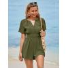 imageSimplee Womens Summer Dressy Casual Short Sleeve Cute Rompers Empire Waist Flowy Dress1army Green
