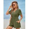 imageSimplee Womens Summer Dressy Casual Short Sleeve Cute Rompers Empire Waist Flowy Dress1army Green