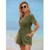 imageSimplee Womens Summer Dressy Casual Short Sleeve Cute Rompers Empire Waist Flowy Dress1army Green