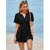 imageSimplee Womens Summer Dressy Casual Short Sleeve Cute Rompers Empire Waist Flowy Dress1black