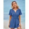 imageSimplee Womens Summer Dressy Casual Short Sleeve Cute Rompers Empire Waist Flowy Dress1blue