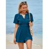 imageSimplee Womens Summer Dressy Casual Short Sleeve Cute Rompers Empire Waist Flowy Dress1ink Blue