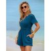 imageSimplee Womens Summer Dressy Casual Short Sleeve Cute Rompers Empire Waist Flowy Dress1ink Blue