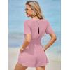 imageSimplee Womens Summer Dressy Casual Short Sleeve Cute Rompers Empire Waist Flowy Dress1light Pink