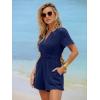 imageSimplee Womens Summer Dressy Casual Short Sleeve Cute Rompers Empire Waist Flowy Dress1navy Blue