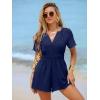 imageSimplee Womens Summer Dressy Casual Short Sleeve Cute Rompers Empire Waist Flowy Dress1navy Blue