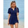 imageSimplee Womens Summer Dressy Casual Short Sleeve Cute Rompers Empire Waist Flowy Dress1navy Blue