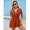 imageSimplee Womens Summer Dressy Casual Short Sleeve Cute Rompers Empire Waist Flowy Dress1orange