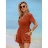 imageSimplee Womens Summer Dressy Casual Short Sleeve Cute Rompers Empire Waist Flowy Dress1orange