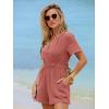 imageSimplee Womens Summer Dressy Casual Short Sleeve Cute Rompers Empire Waist Flowy Dress1rust Pink