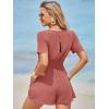 imageSimplee Womens Summer Dressy Casual Short Sleeve Cute Rompers Empire Waist Flowy Dress1rust Pink