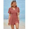 imageSimplee Womens Summer Dressy Casual Short Sleeve Cute Rompers Empire Waist Flowy Dress1rust Pink