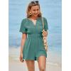 imageSimplee Womens Summer Dressy Casual Short Sleeve Cute Rompers Empire Waist Flowy Dress1teal