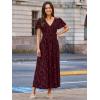 imageSimplee Womens Velvet Maxi Dress V Neck Short Sleeve Empire Waist Semi Formal Long Cocktail DressesBurnoutburgundy
