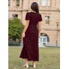 imageSimplee Womens Velvet Maxi Dress V Neck Short Sleeve Empire Waist Semi Formal Long Cocktail DressesBurnoutburgundy