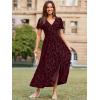 imageSimplee Womens Velvet Maxi Dress V Neck Short Sleeve Empire Waist Semi Formal Long Cocktail DressesBurnoutburgundy