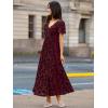 imageSimplee Womens Velvet Maxi Dress V Neck Short Sleeve Empire Waist Semi Formal Long Cocktail DressesBurnoutburgundy