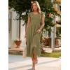 imageSimplee Womens Boho Maxi Dress Flutter Sleeve Summer Casual Smocked Waist A Line Flowy Tiered Dress with PocketsArmy Green
