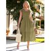 imageSimplee Womens Boho Maxi Dress Flutter Sleeve Summer Casual Smocked Waist A Line Flowy Tiered Dress with PocketsArmy Green