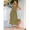 imageSimplee Womens Boho Maxi Dress Flutter Sleeve Summer Casual Smocked Waist A Line Flowy Tiered Dress with PocketsArmy Green