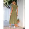 imageSimplee Womens Boho Maxi Dress Flutter Sleeve Summer Casual Smocked Waist A Line Flowy Tiered Dress with PocketsArmy Green