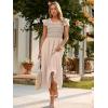 imageSimplee Womens Boho Maxi Dress Flutter Sleeve Summer Casual Smocked Waist A Line Flowy Tiered Dress with PocketsBeige