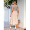 imageSimplee Womens Boho Maxi Dress Flutter Sleeve Summer Casual Smocked Waist A Line Flowy Tiered Dress with PocketsBeige