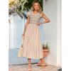 imageSimplee Womens Boho Maxi Dress Flutter Sleeve Summer Casual Smocked Waist A Line Flowy Tiered Dress with PocketsBeige