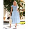 imageSimplee Womens Boho Maxi Dress Flutter Sleeve Summer Casual Smocked Waist A Line Flowy Tiered Dress with PocketsBlue