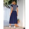 imageSimplee Womens Boho Maxi Dress Flutter Sleeve Summer Casual Smocked Waist A Line Flowy Tiered Dress with PocketsNavy Blue